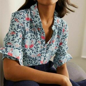 Boden Silk Button Down Shirt